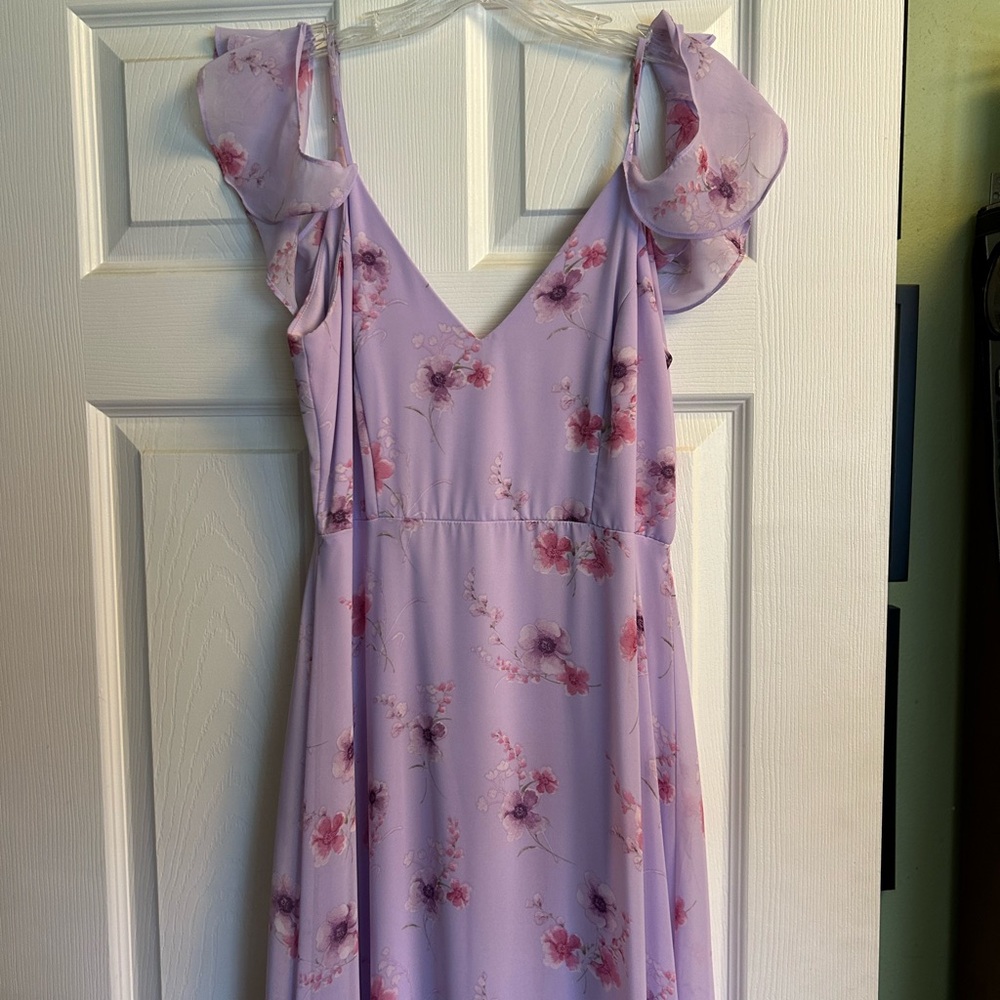 Lulus Sz M long colder shoulder dress